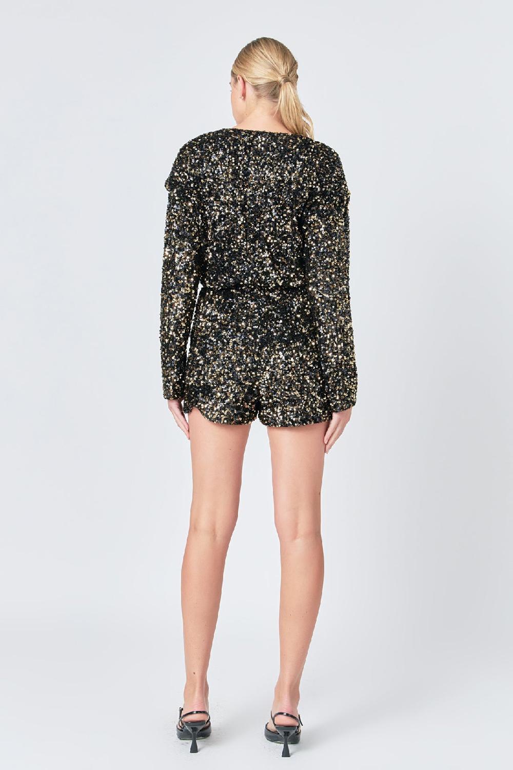 Endless Rose Sequin Romper BLACK/GOLD