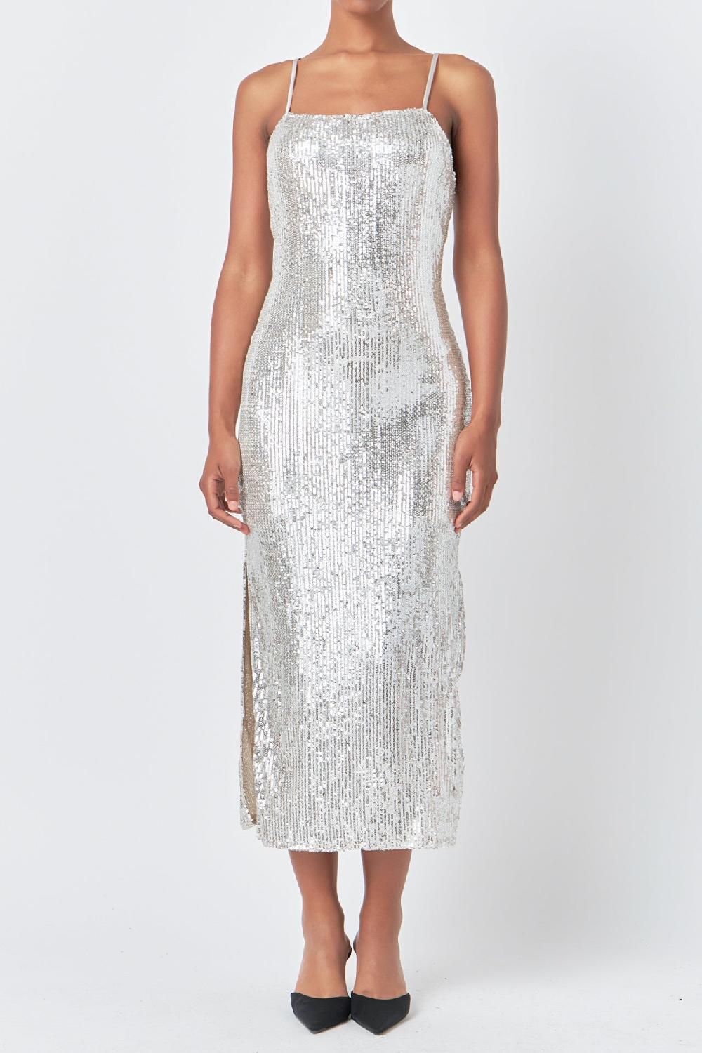 Endless Rose Sequin Slip Dress SILVER