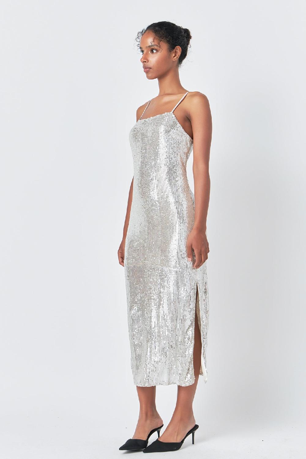 Endless Rose Sequin Slip Dress SILVER