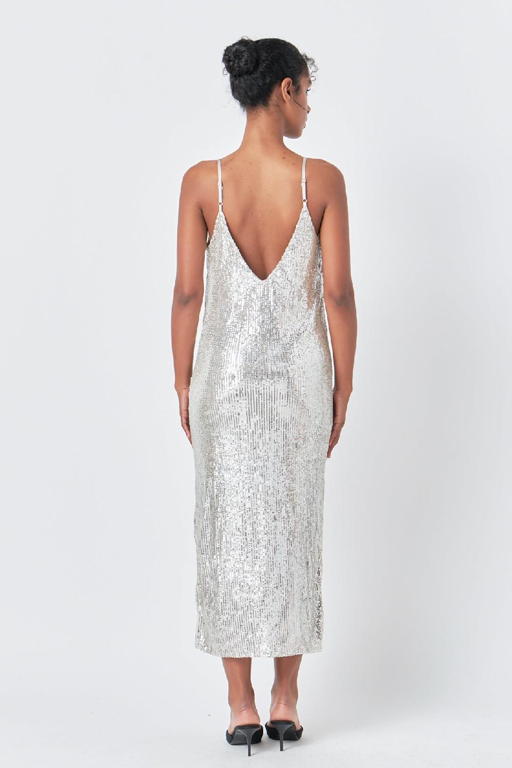 Endless Rose Sequin Slip Dress SILVER