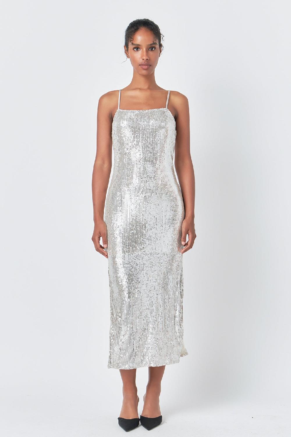 Endless Rose Sequin Slip Dress SILVER