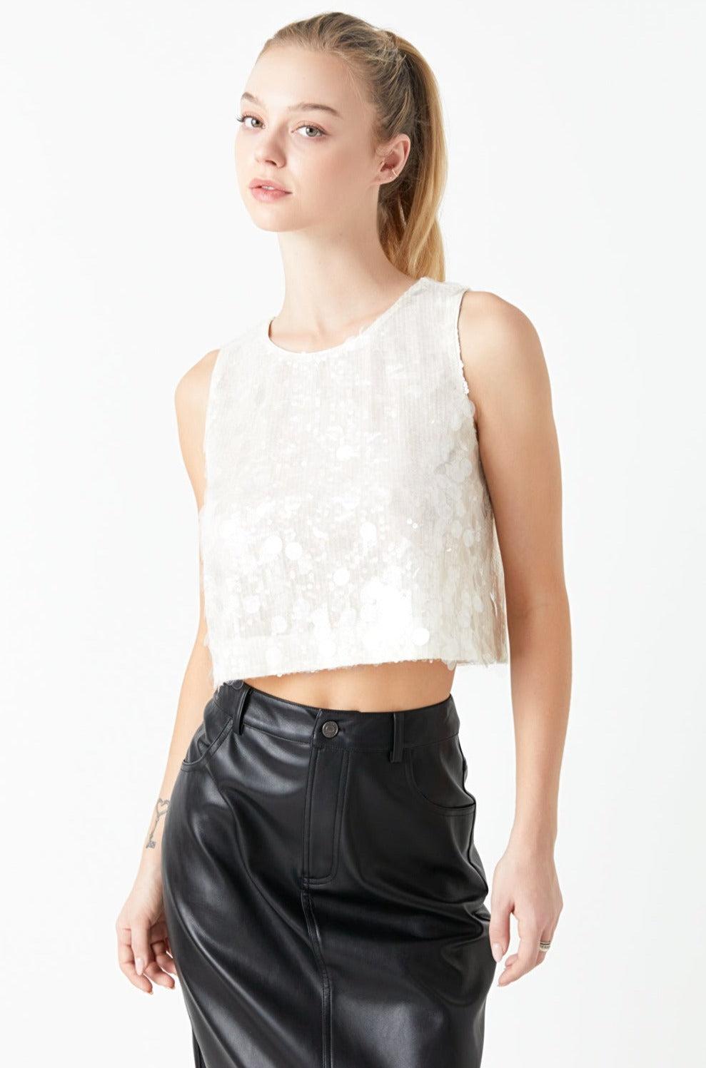 endless rose Sequin Top NUDE