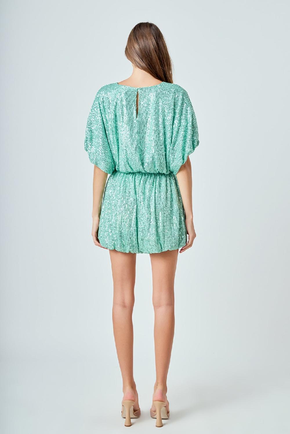Endless Rose Sequins Blouson Shorts GREEN