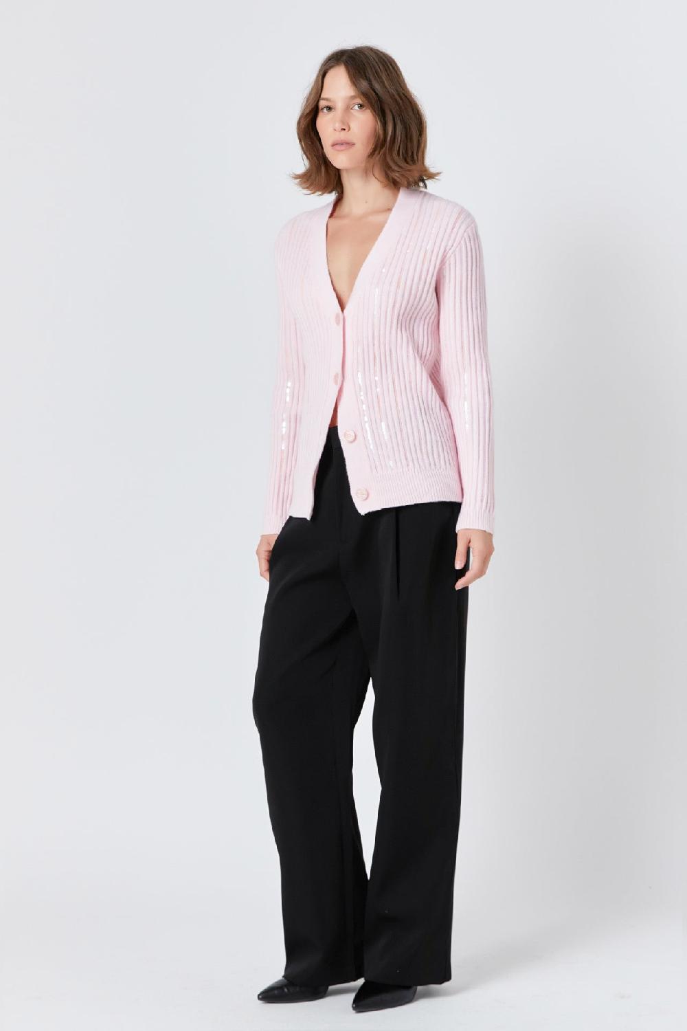 Endless Rose Sequins Cardigan LIGHT PINK