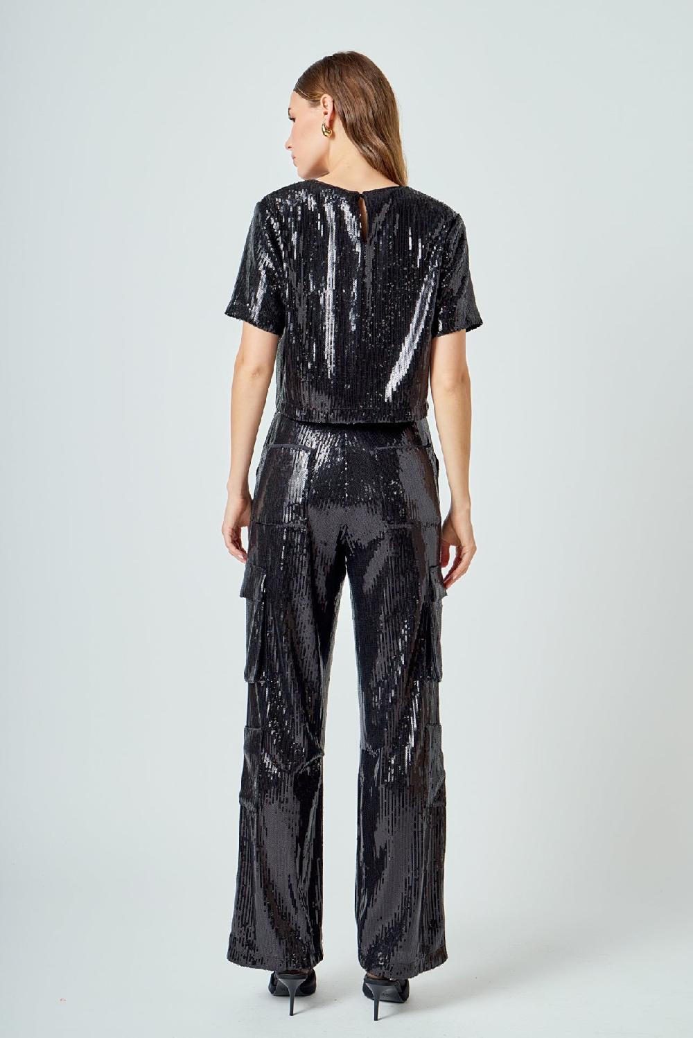 Endless Rose Sequins Cargo Pants BLACK