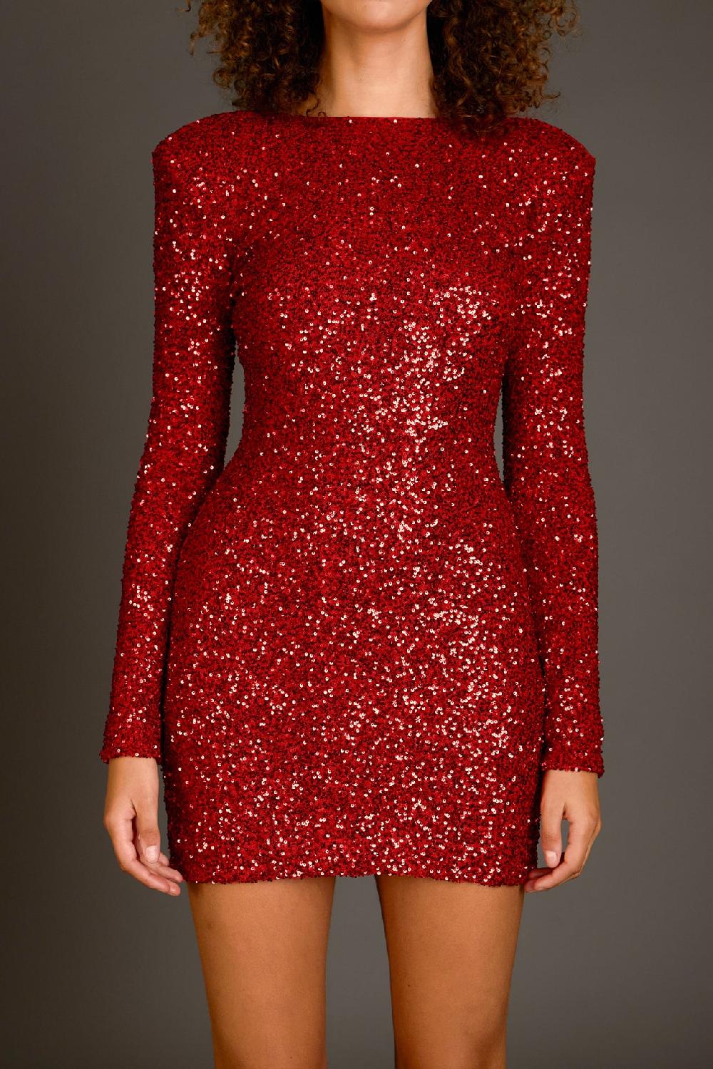 Endless Rose Sequins Cutout Mini Dress RED