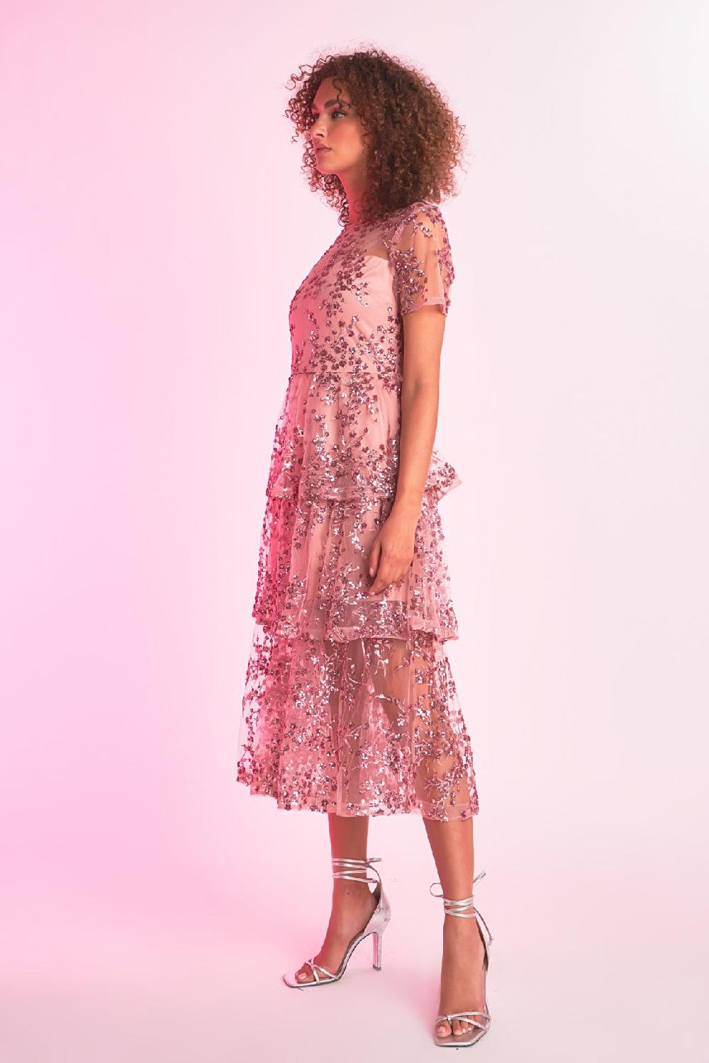 Endless Rose Sequins Embroidered Maxi Dress PINK