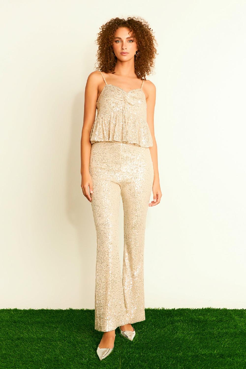 Endless Rose Sequins Tank Top BLACK