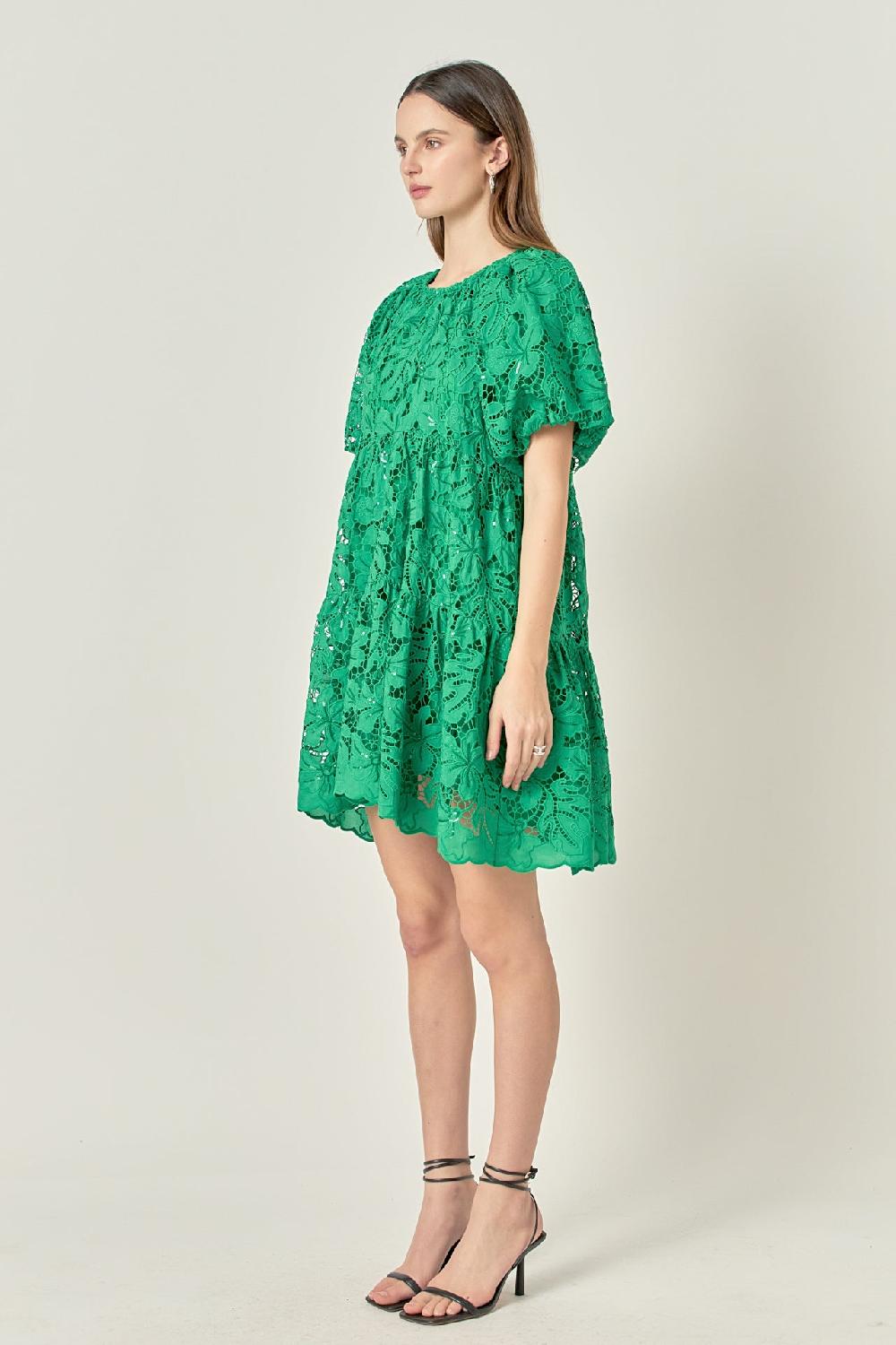 Endless Rose Sequins Tiered Mini Dress GREEN