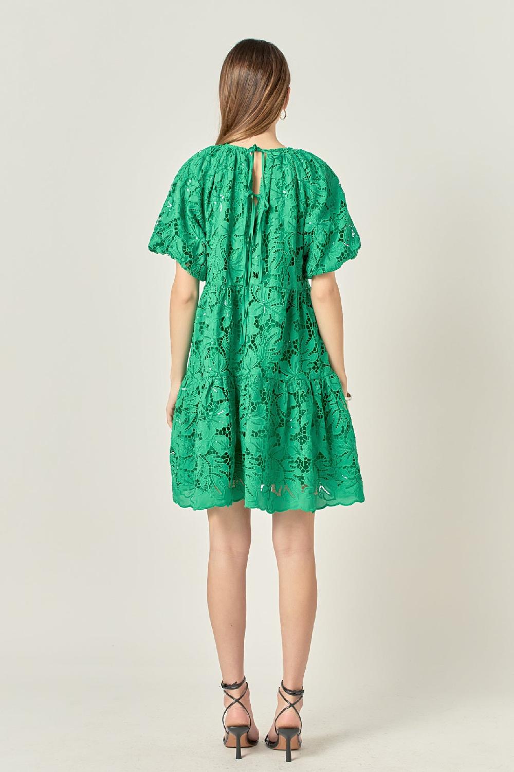 Endless Rose Sequins Tiered Mini Dress GREEN