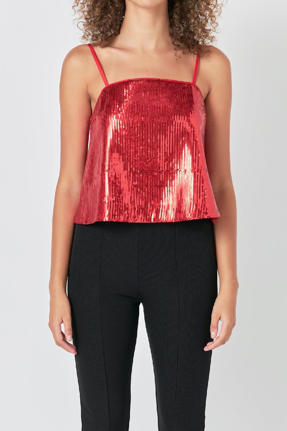 Endless Rose Sequins Top RED