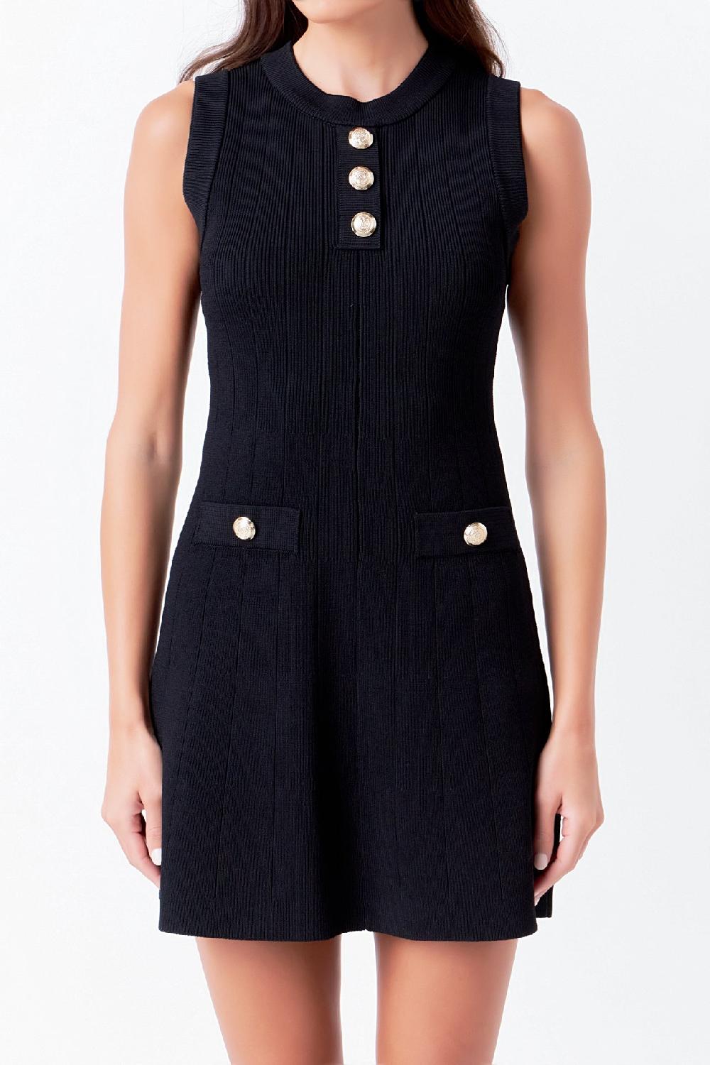 Endless Rose Shank Button Knit Mini Dress RED