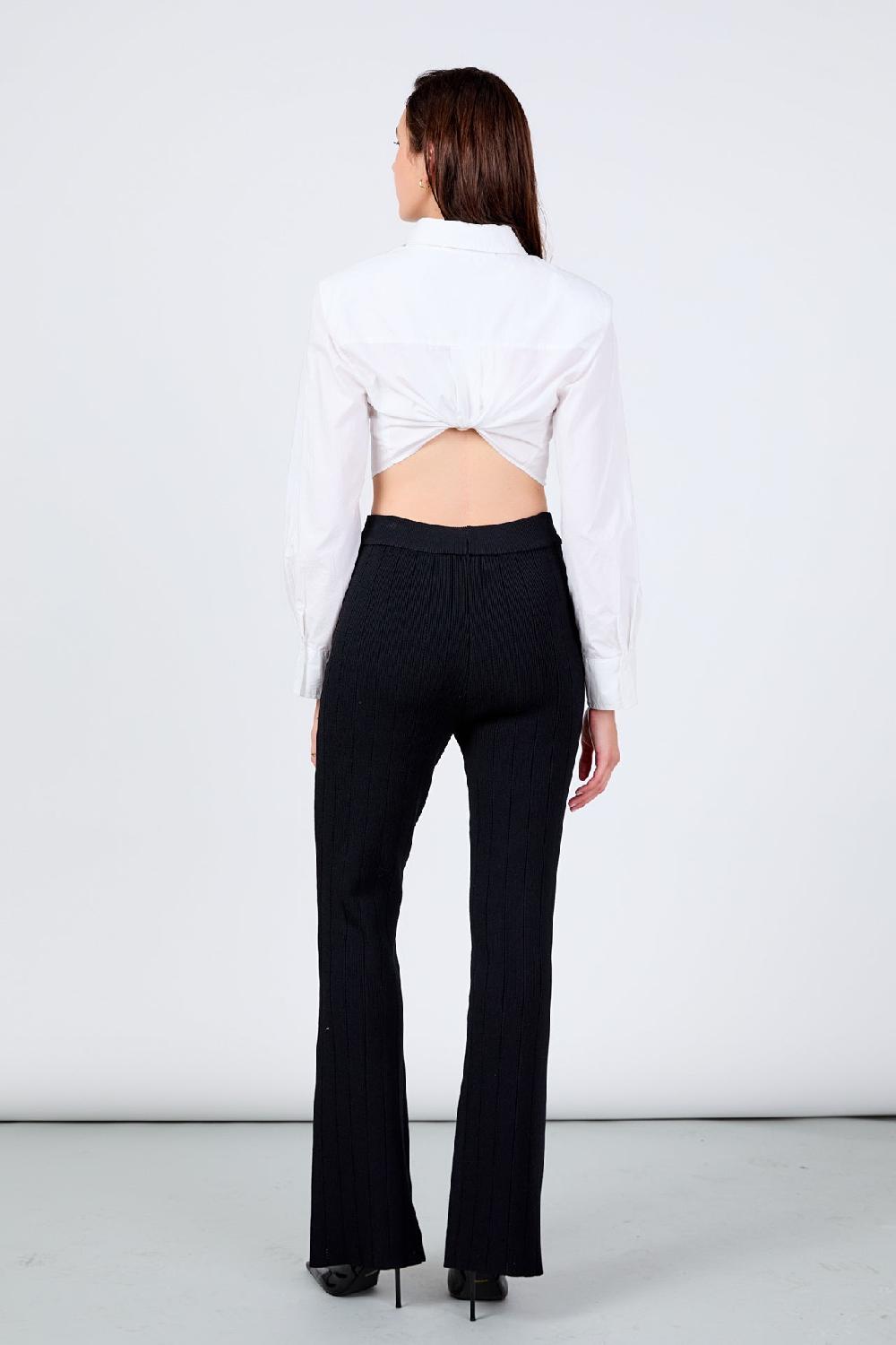 Endless Rose Shank Button Knit Pants BLACK