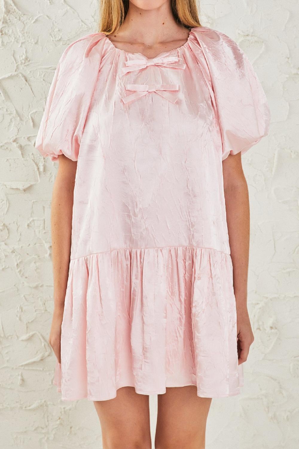 Endless Rose Sheen Bow Detail Mini Dress PINK