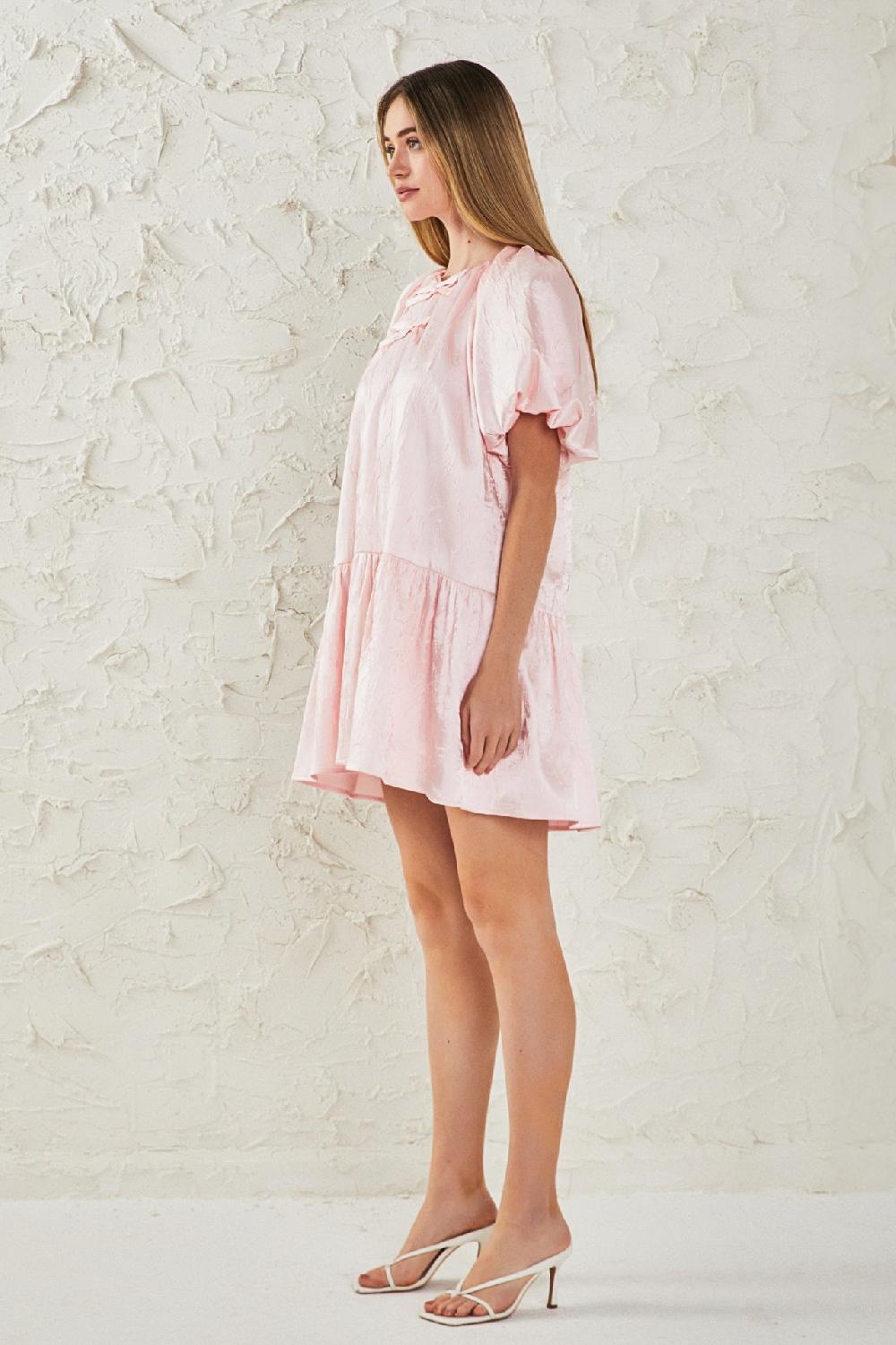 Endless Rose Sheen Bow Detail Mini Dress PINK