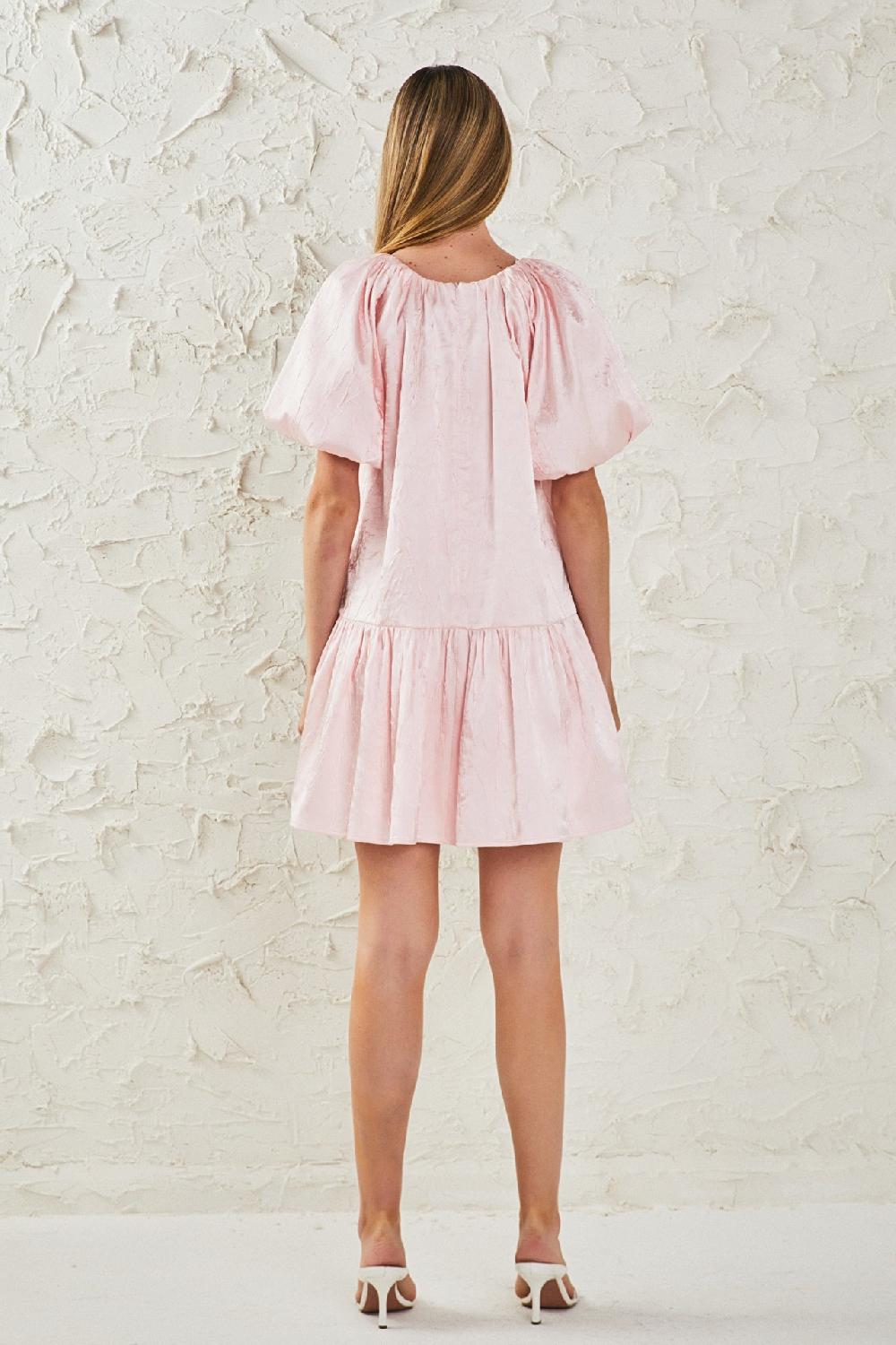 Endless Rose Sheen Bow Detail Mini Dress PINK