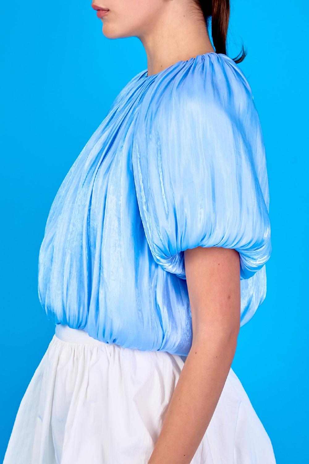Endless Rose Sheen Effect Blouson Top OCEAN BLUE