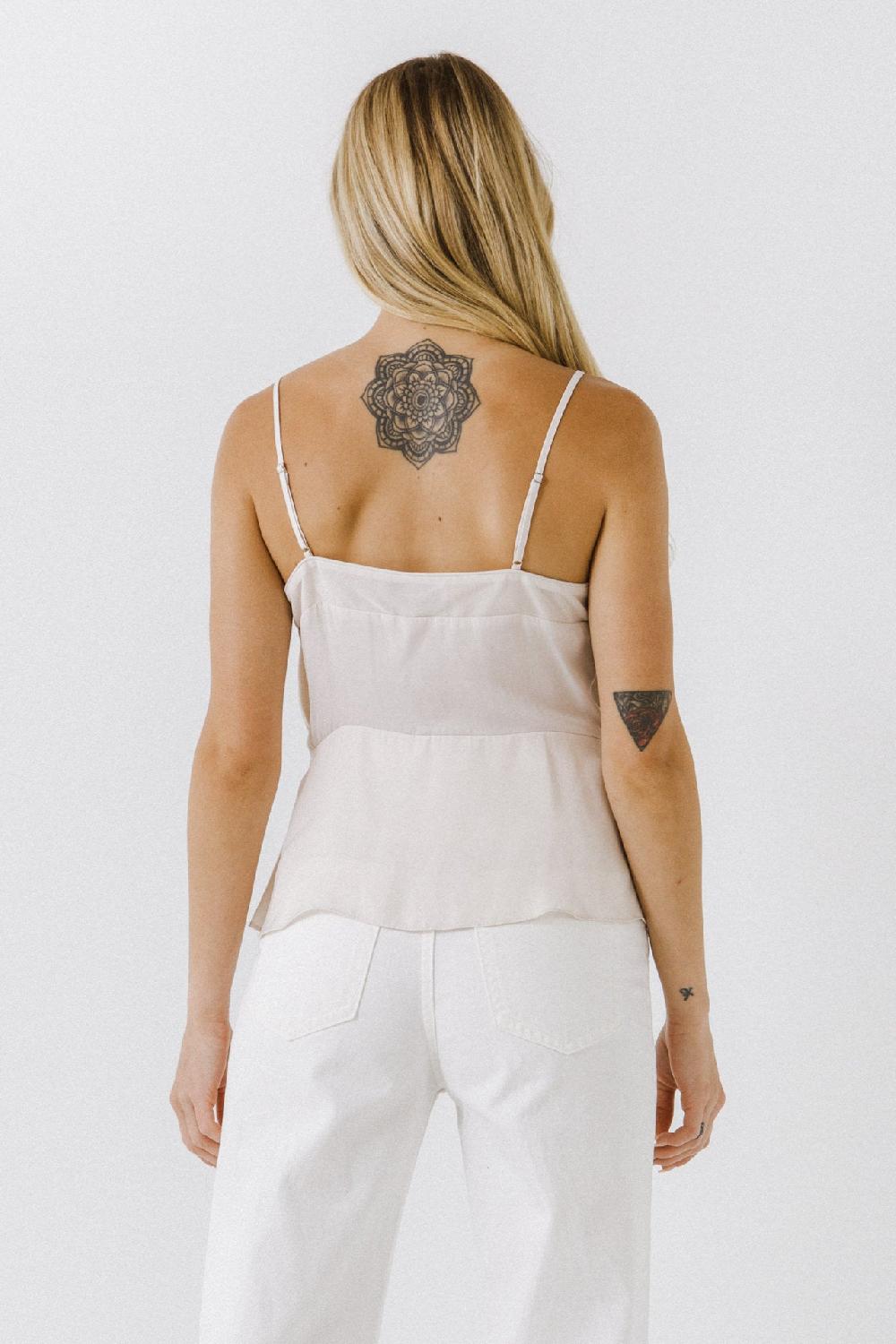 Endless Rose Sheer Insertion Cami Top CREAM