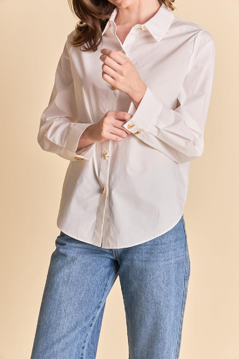 Endless Rose Shell Buttoned Down Shirt WHITE