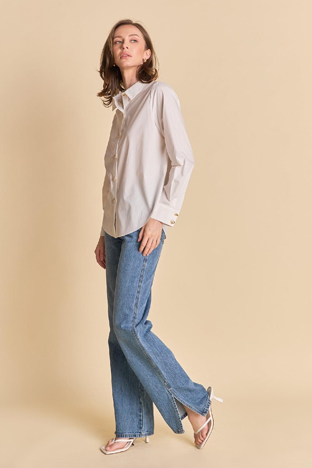 Endless Rose Shell Buttoned Down Shirt WHITE