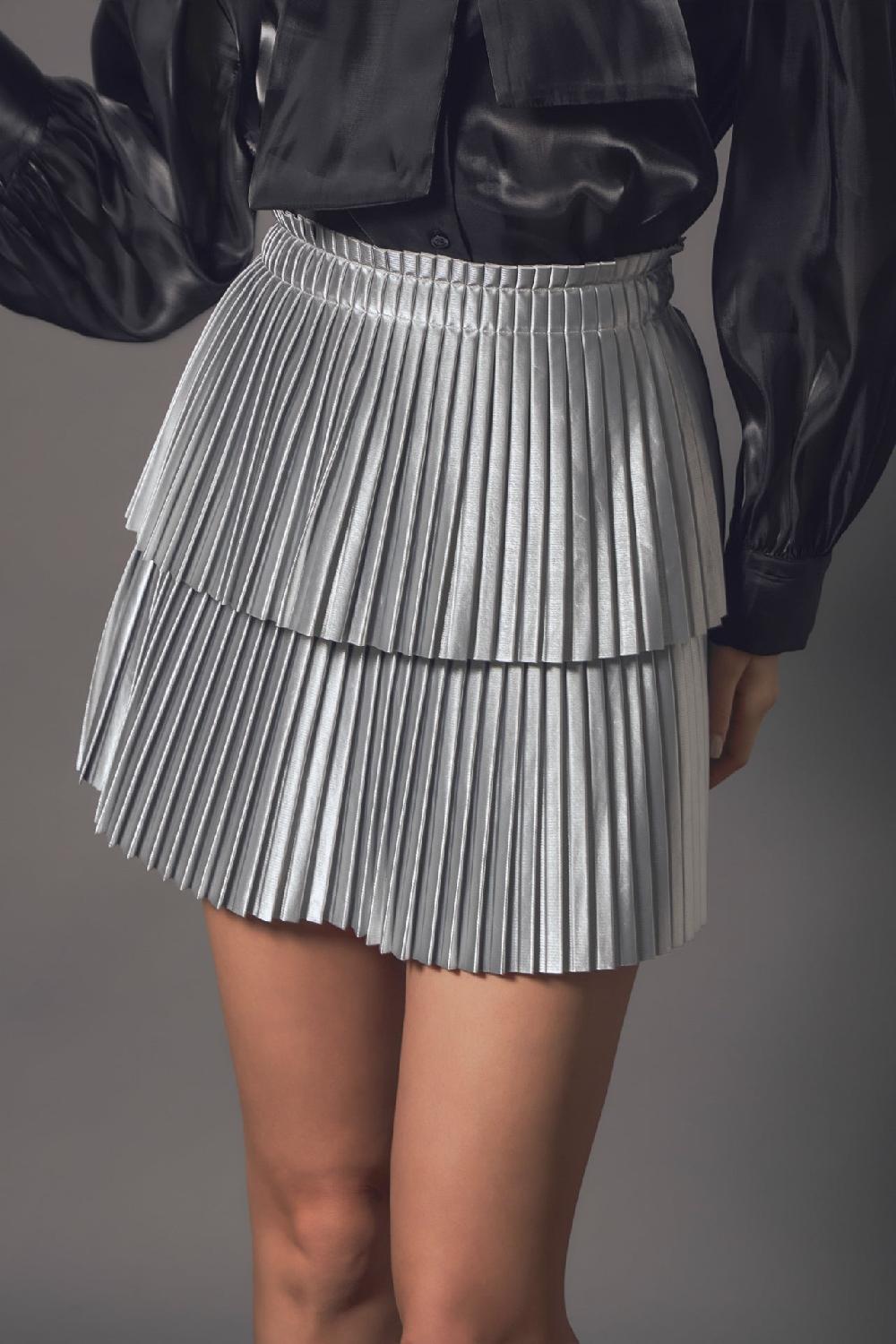 Endless Rose Shiny Pu Pleated Mini Skirt PINK