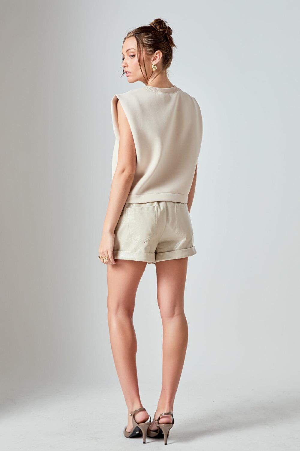 Endless Rose Shiny PU Shorts TAUPE