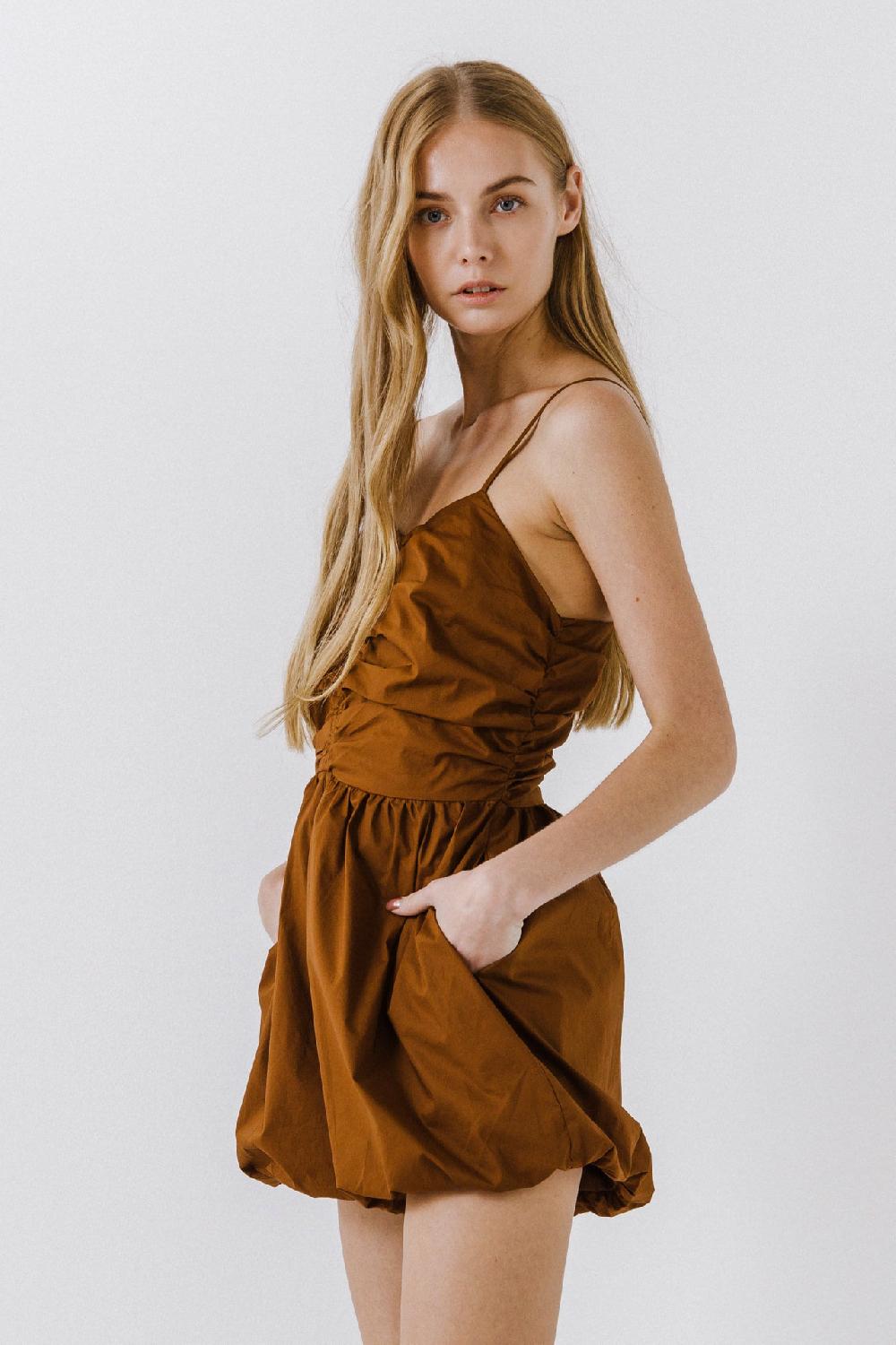 Endless Rose Shirred Blouson Romper EMERALD