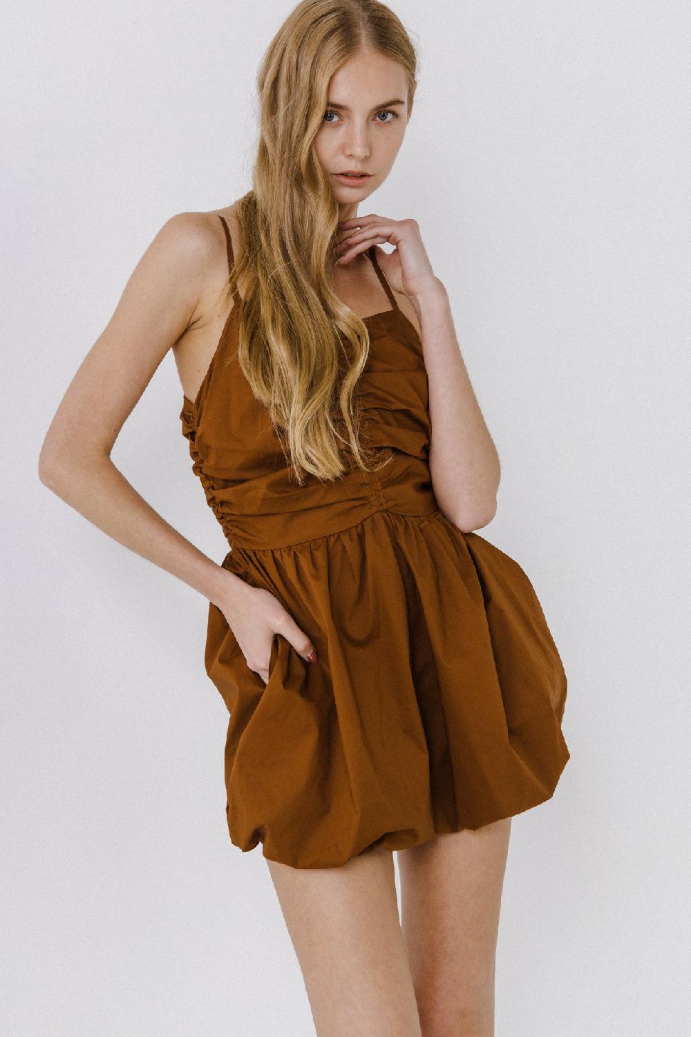 Endless Rose Shirred Blouson Romper EMERALD