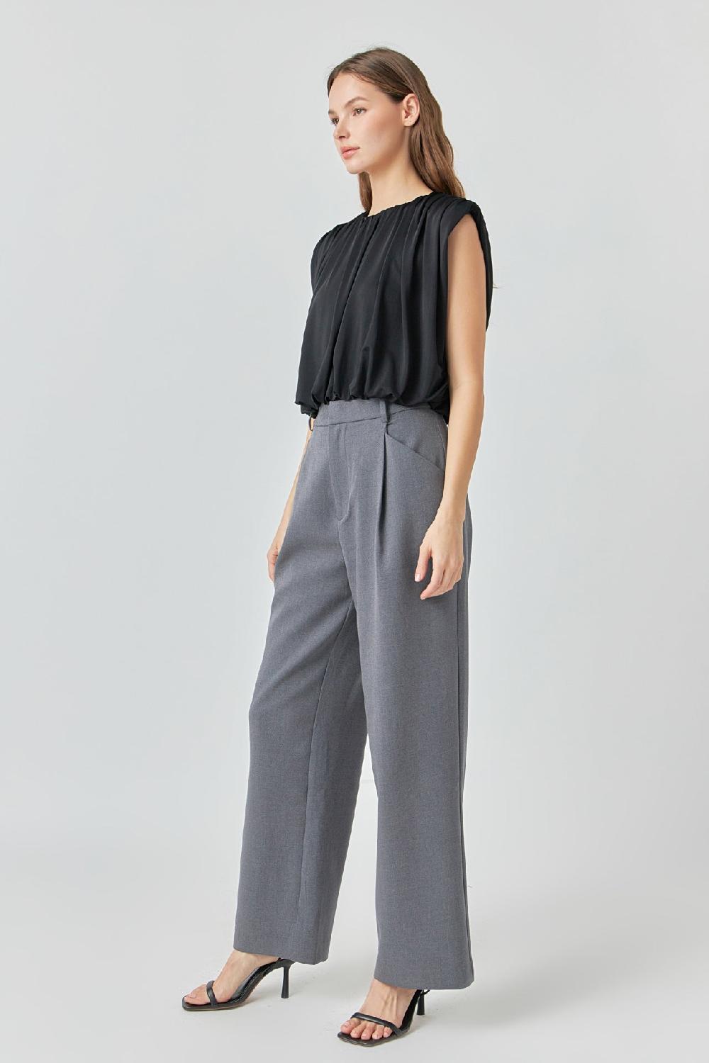 Endless Rose Shirred Shoulder Cropped Top WHITE