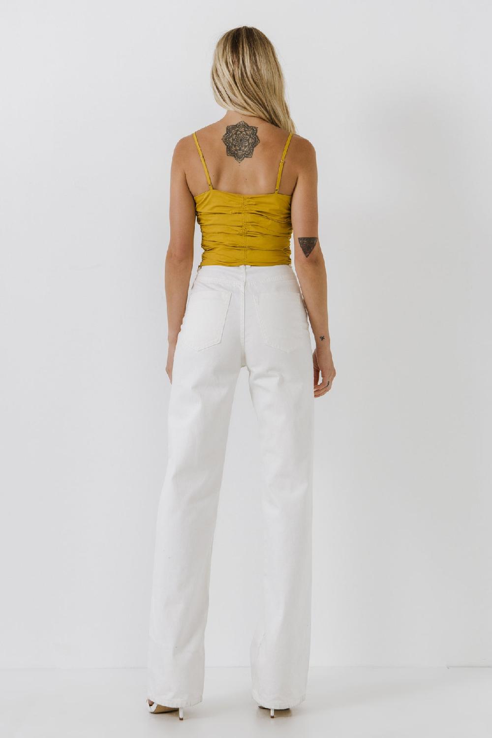 Endless Rose Shirring Detail Tank Top MUSTARD