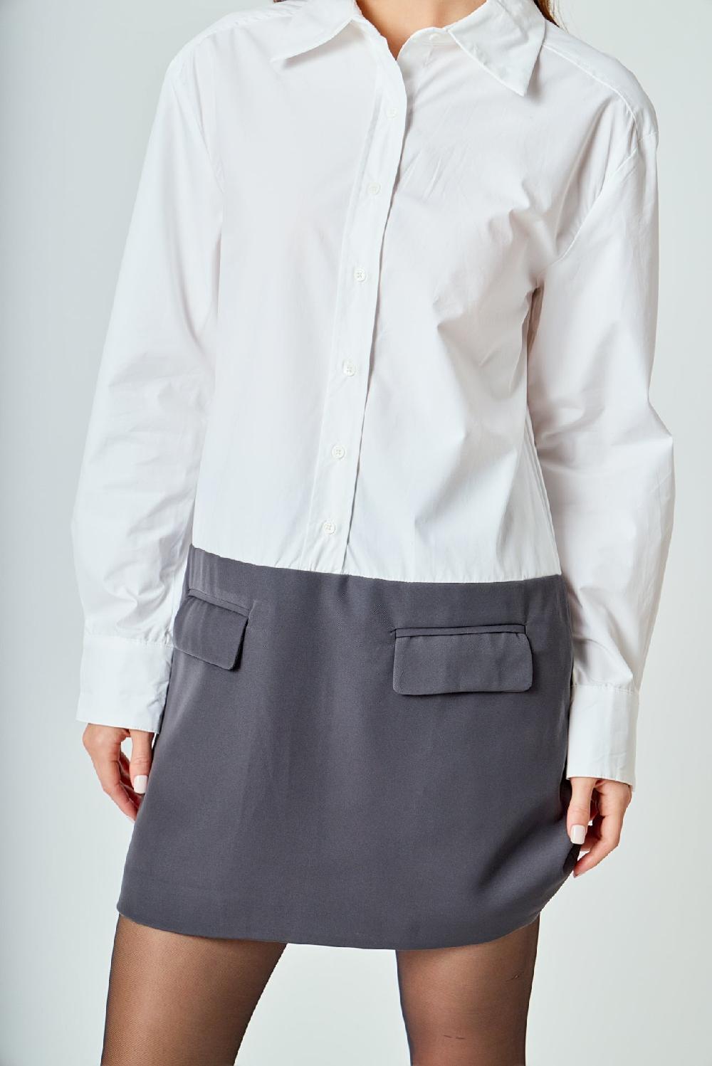 Endless Rose Shirt Mini Dress WHITE / CHARCOAL