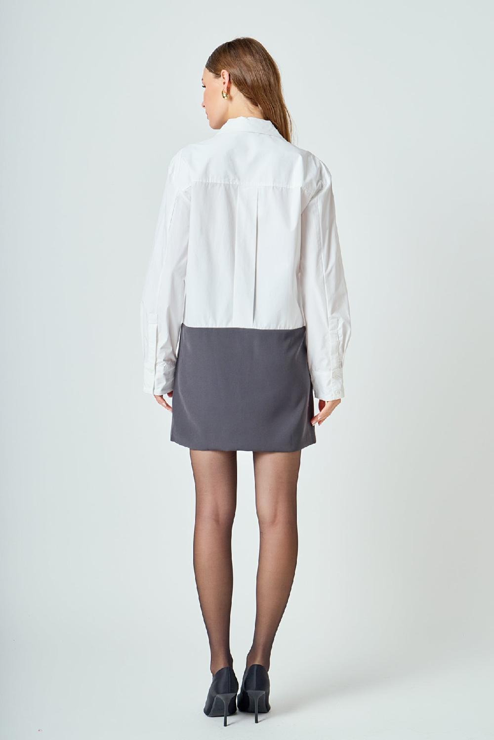 Endless Rose Shirt Mini Dress WHITE / CHARCOAL