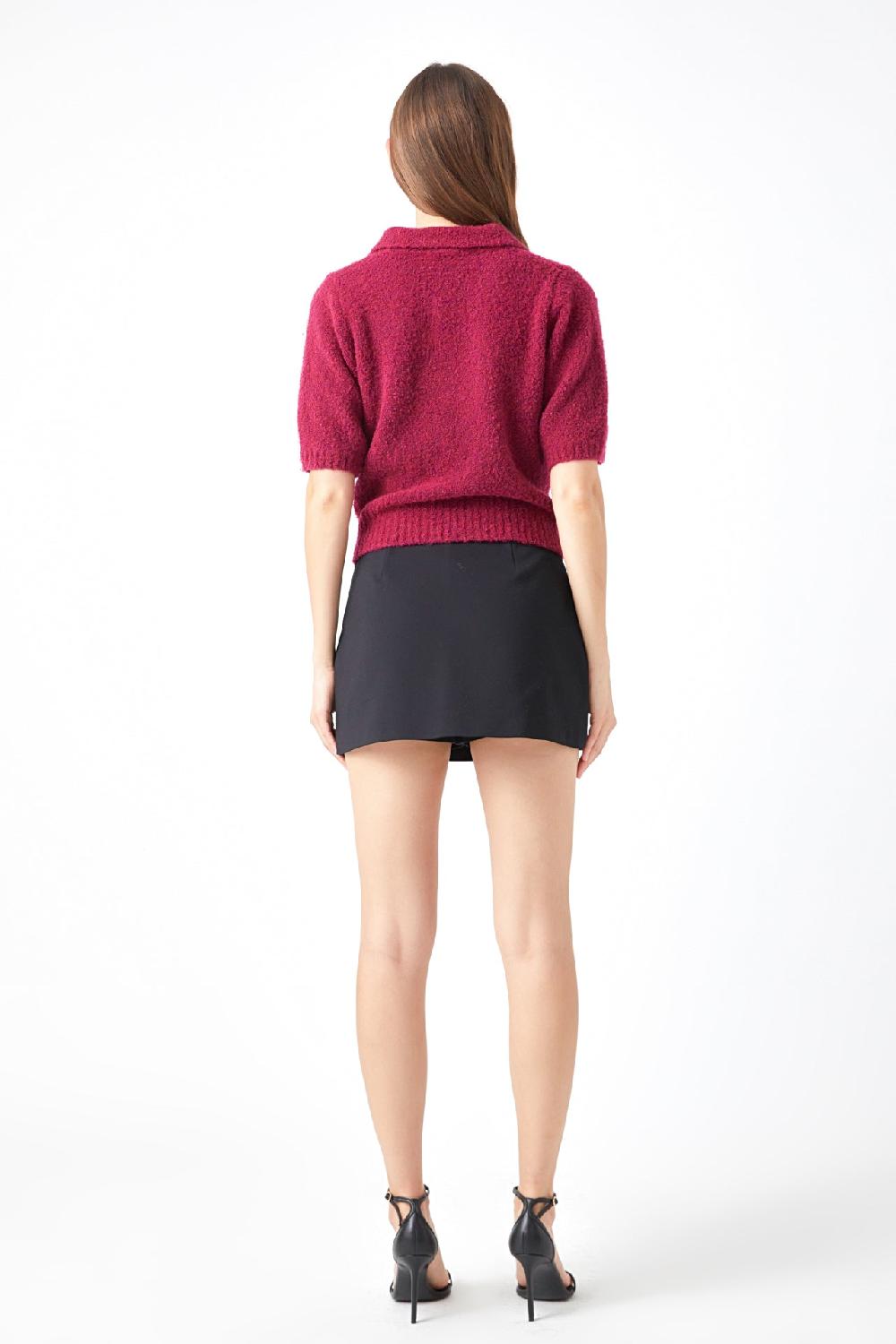 Endless Rose Short-Sleeve Collared Sweater ORCHID