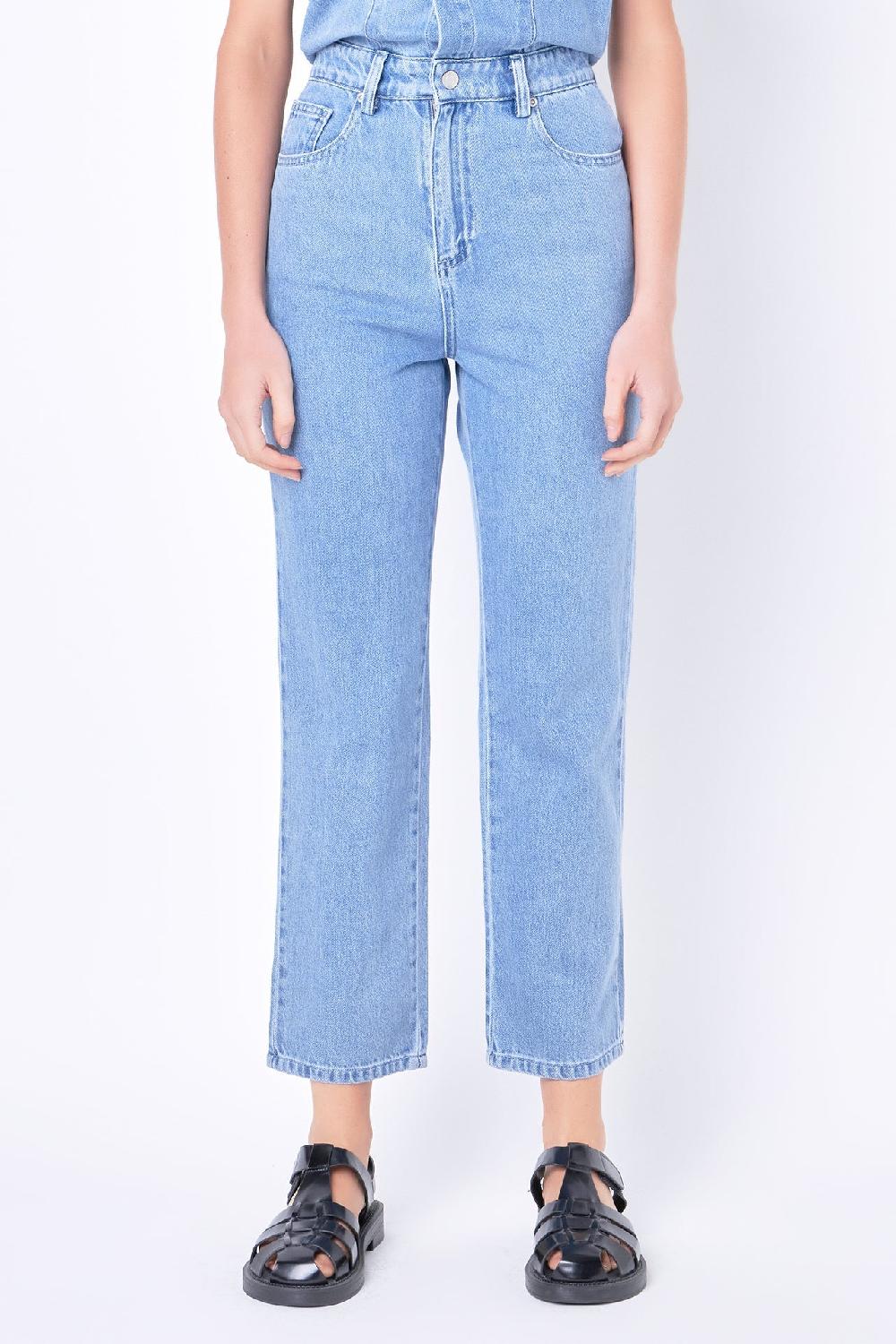 Endless Rose Short Sleeve Denim Jumpsuit BLUE