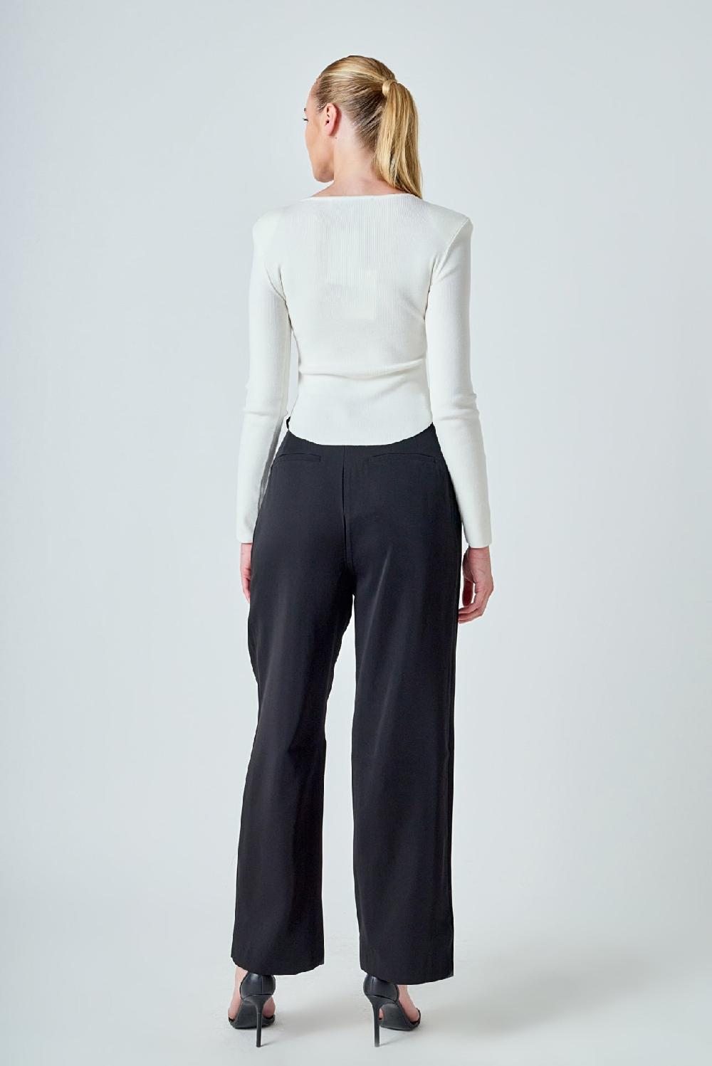 Endless Rose Shoulder Pad Knit Top IVORY