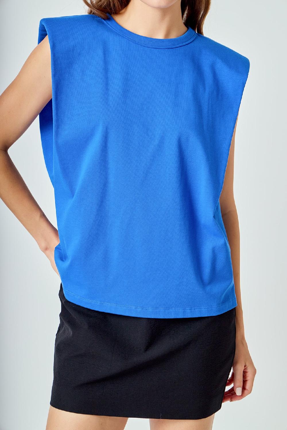 Endless Rose Shoulder Pad Shirt COBALT BLUE