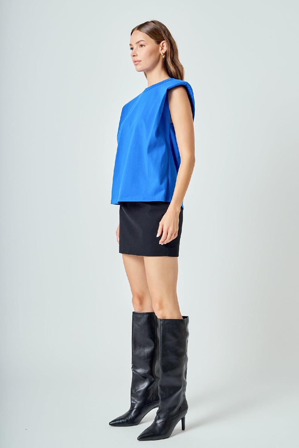 Endless Rose Shoulder Pad Shirt COBALT BLUE