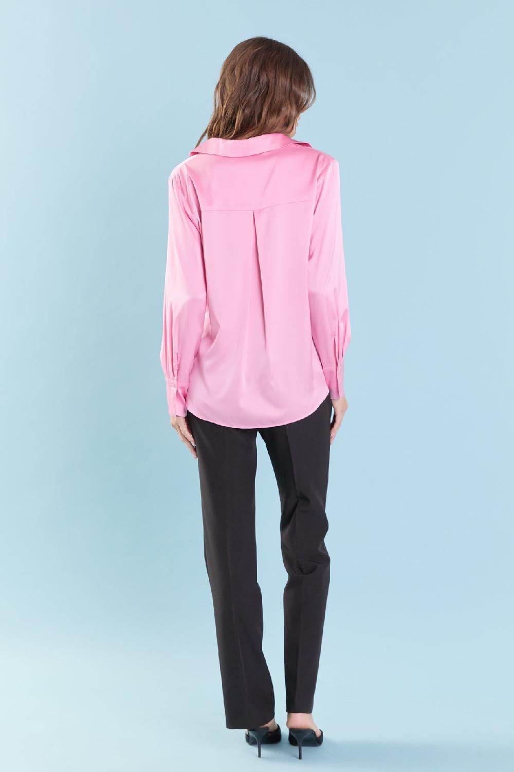 Endless Rose Silky Button Up Top BUBBLEGUM PINK