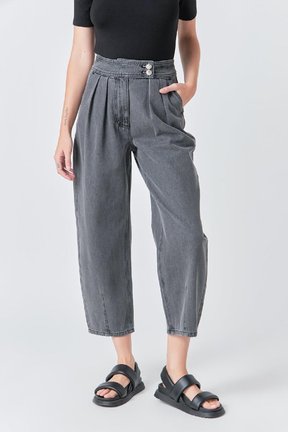 Endless Rose Silver Straight Pants GREY