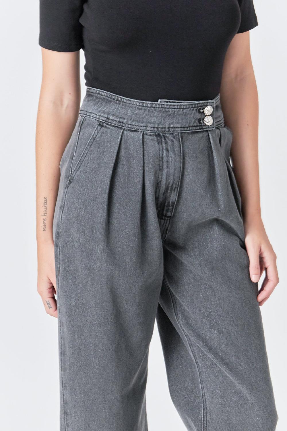 Endless Rose Silver Straight Pants GREY