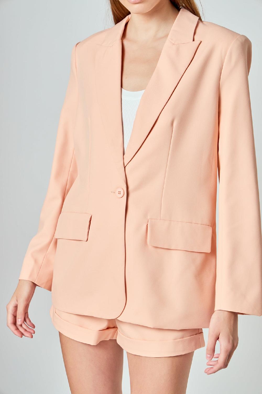 Endless Rose Single Breasted Blazer CORAL