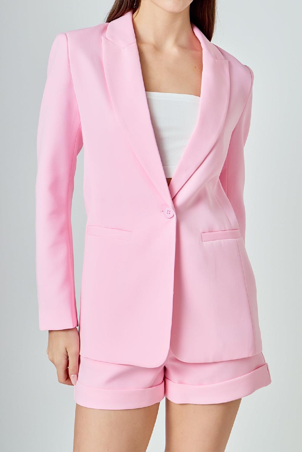 Endless Rose Single-Breasted Blazer PINK