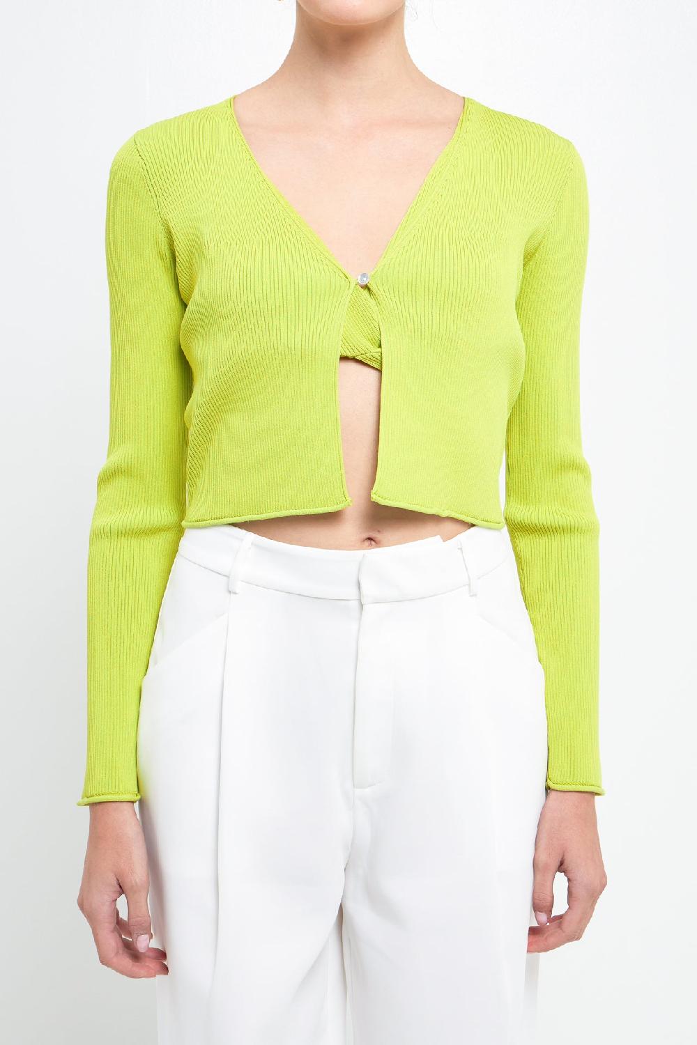 Endless Rose Single Button Fine Rib Cardigan GRAPE