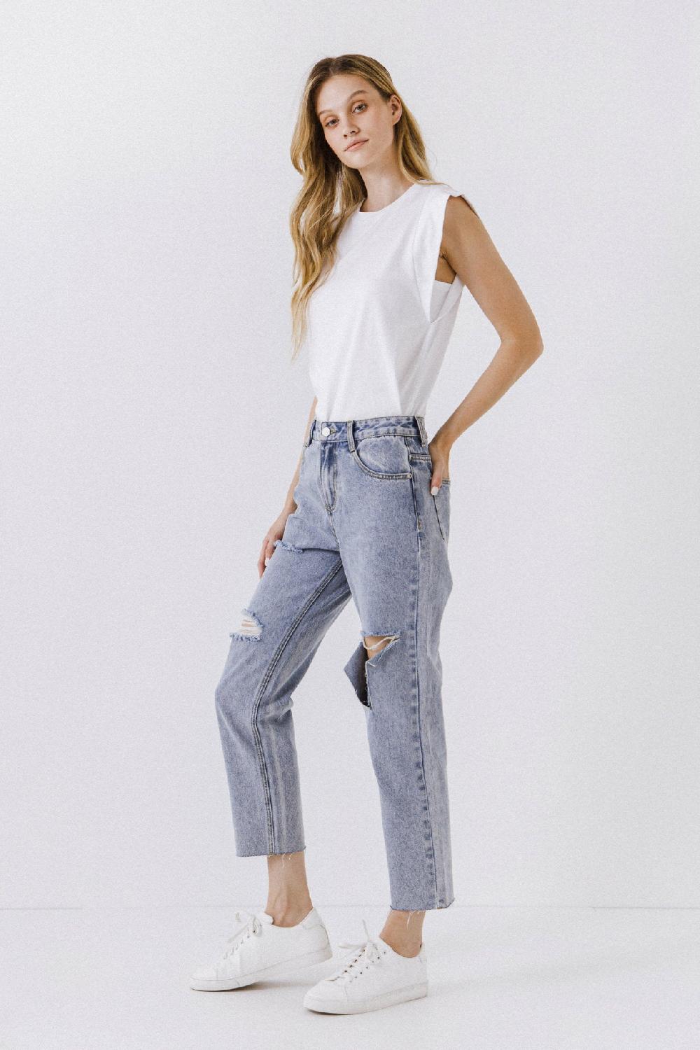 Endless Rose Sleeveless Basic T-Shirt WHITE