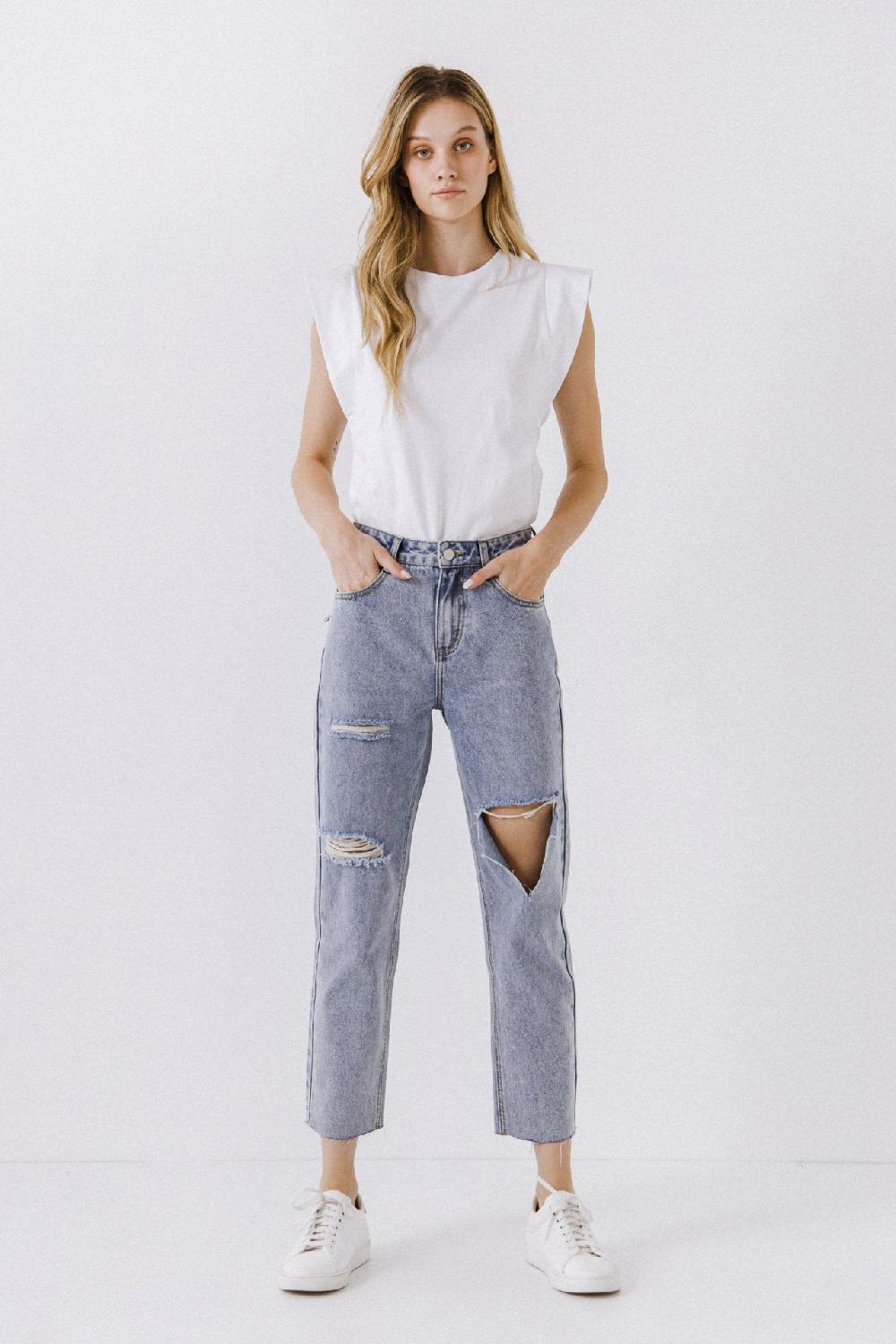 endless rose Sleeveless Basic T-Shirt WHITE