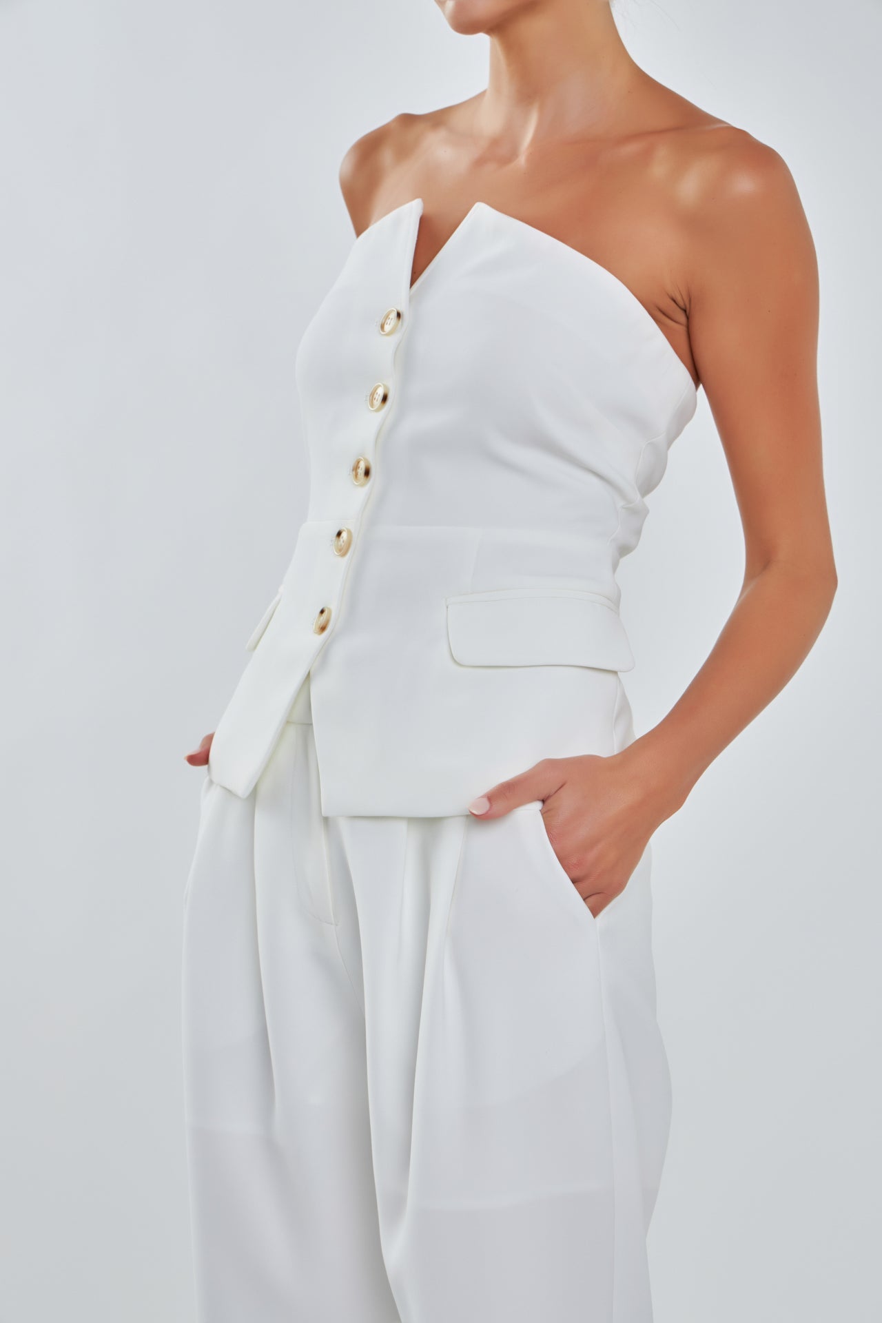 Endless Rose Sleeveless Bustier Vest WHITE