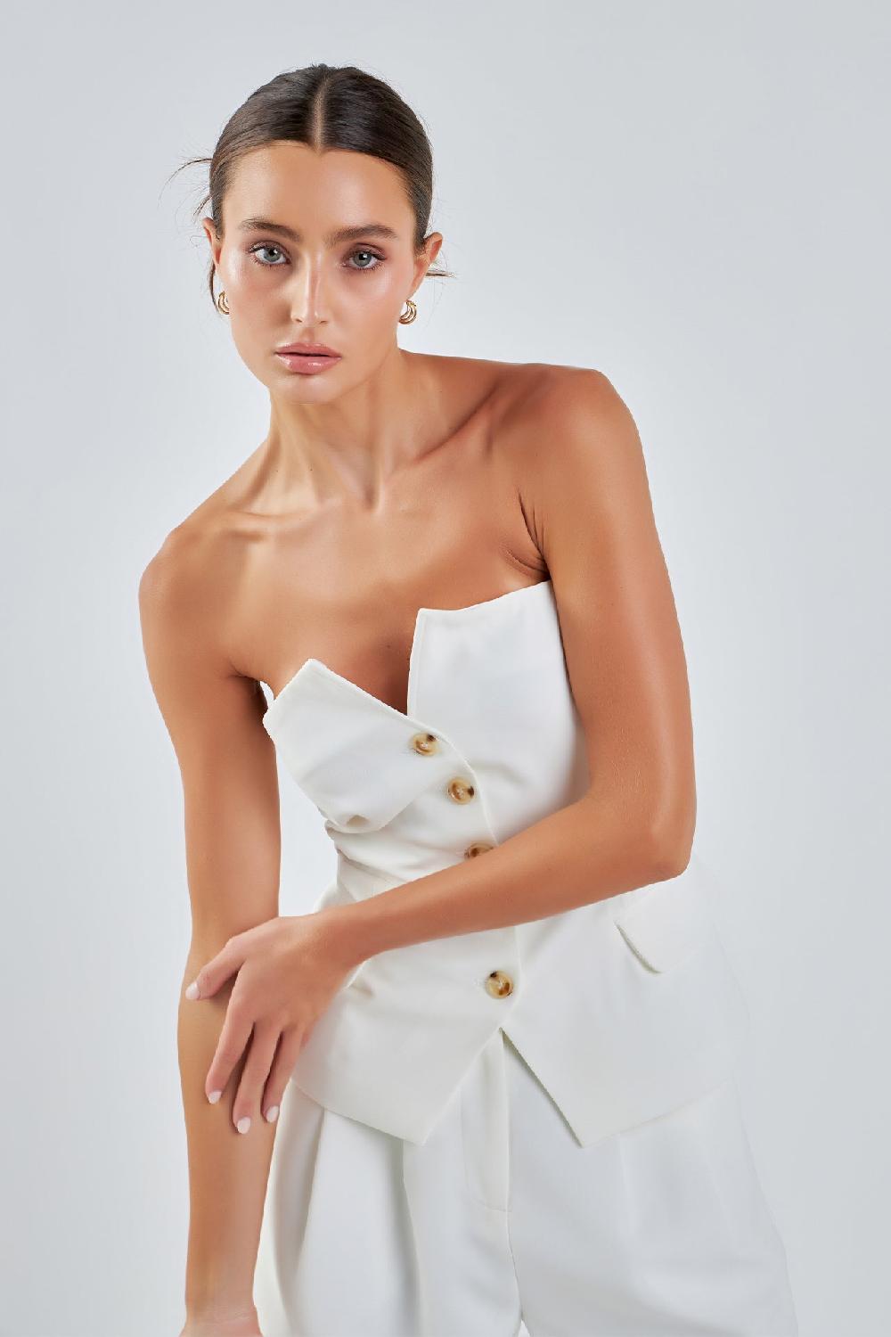 endless rose Sleeveless Bustier Vest WHITE