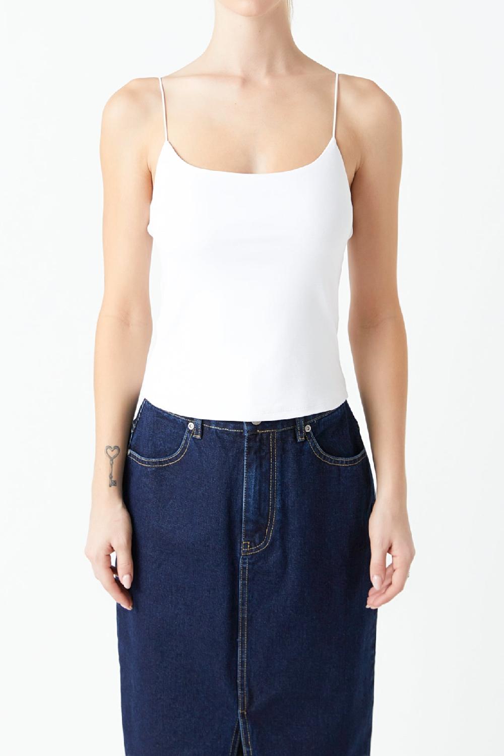 Endless Rose Sleeveless Jersey Top WHITE