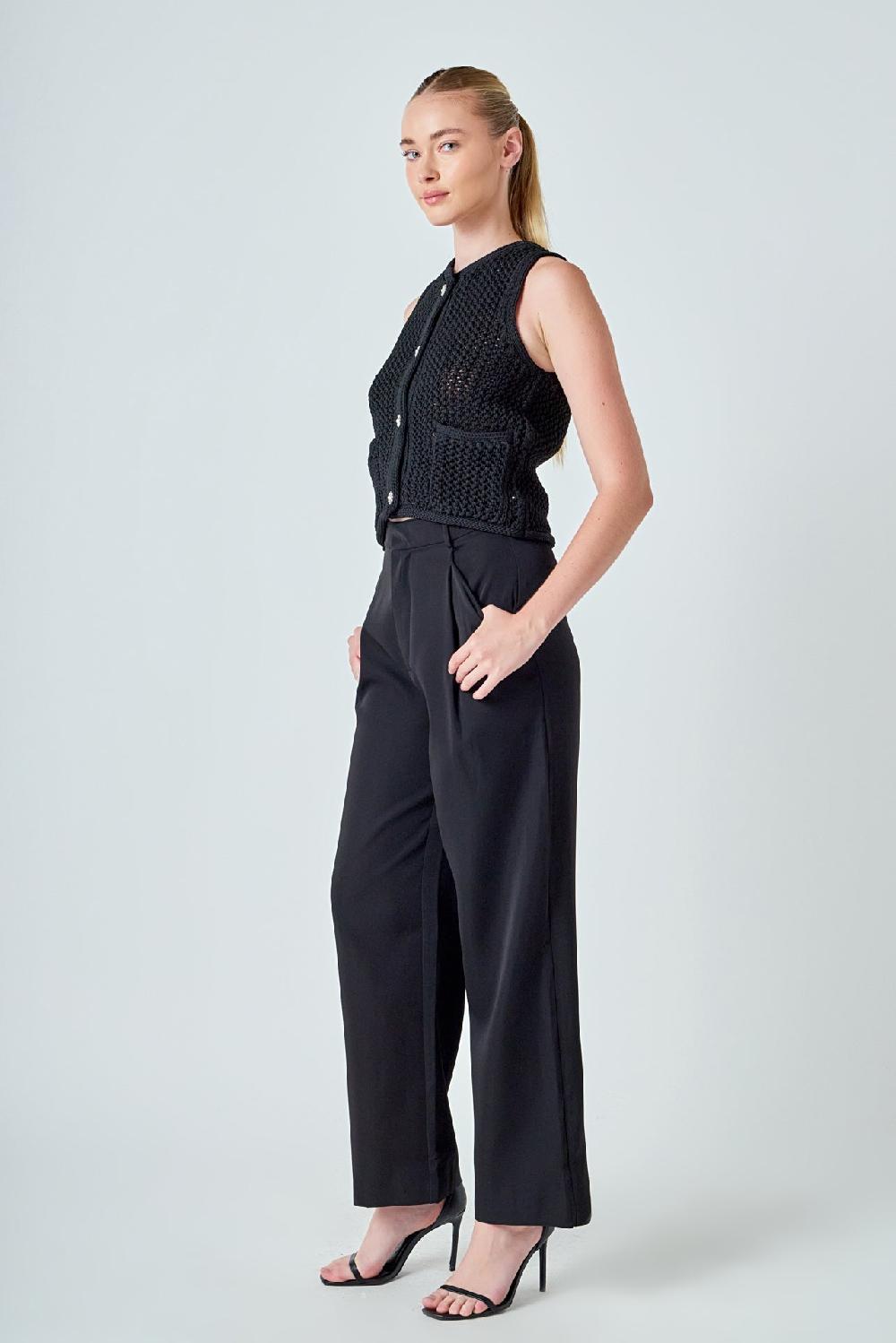 Endless Rose Sleeveless Knit Top BLACK