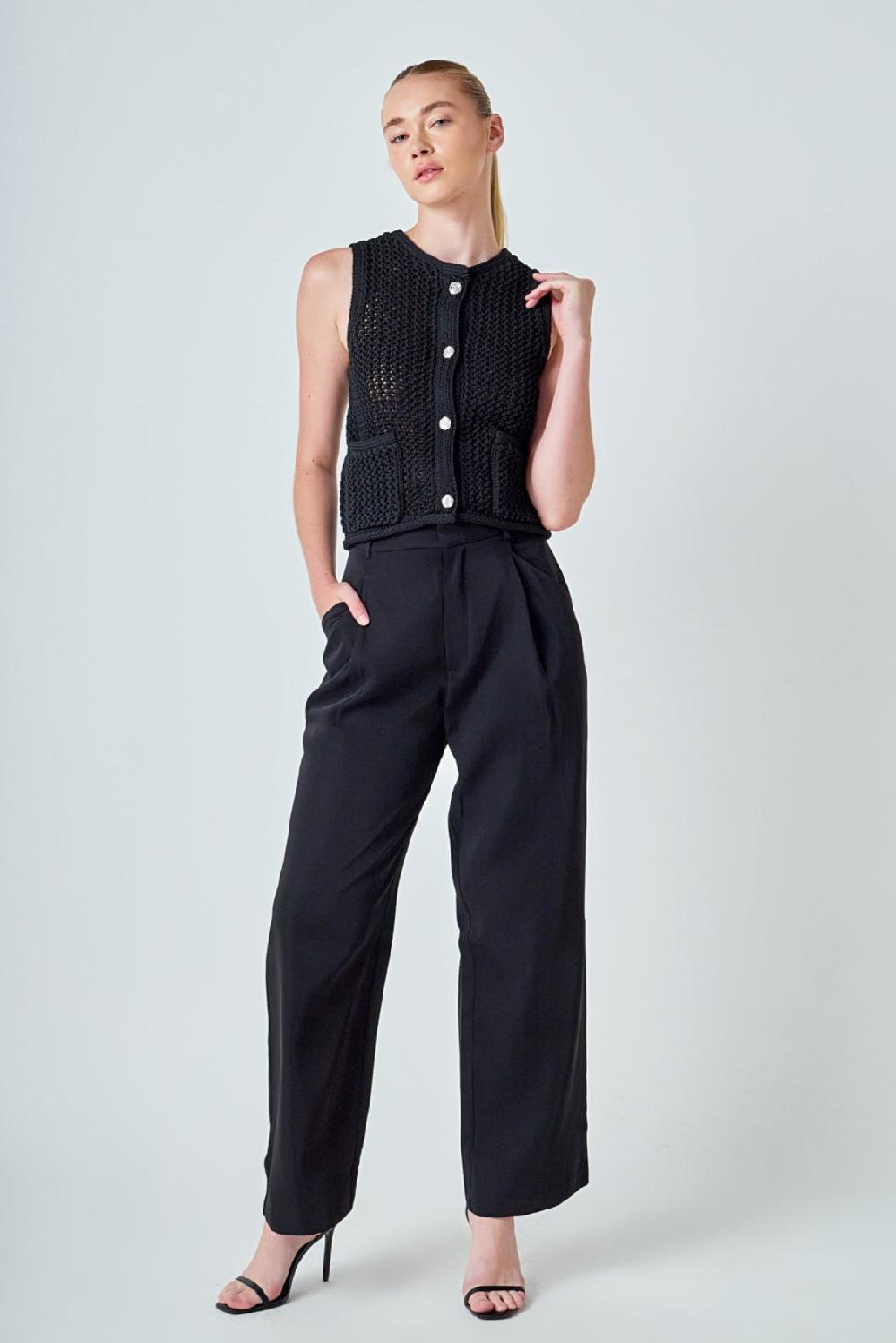 endless rose Sleeveless Knit Top BLACK